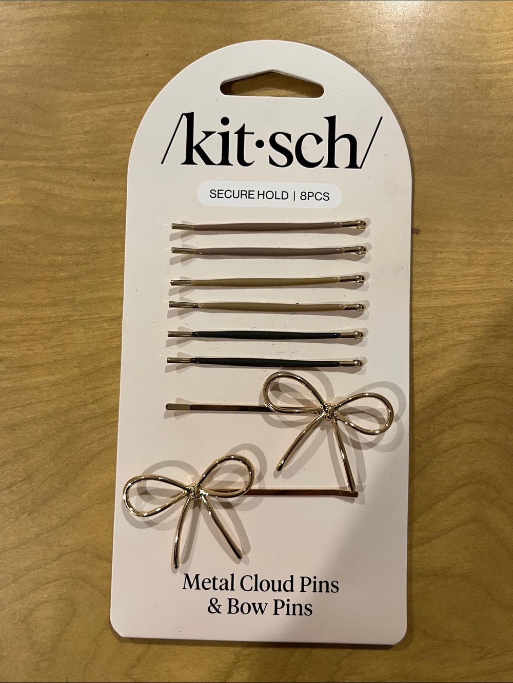 Kitsch Gold Bow & Metal Cloud Hair Pins Set - 8 Pack